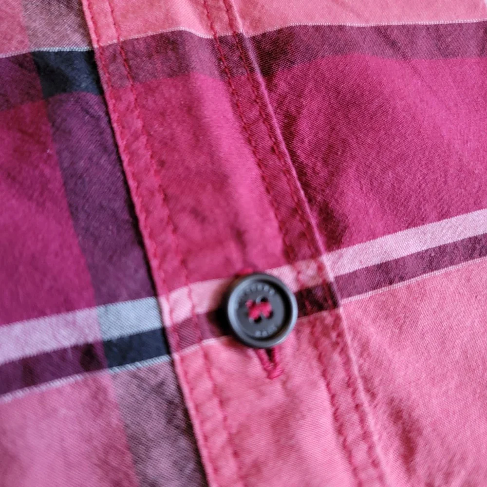Burberry Brit Red House Check Collared Cotton Button Up Women's Small - Picture 3 of 6